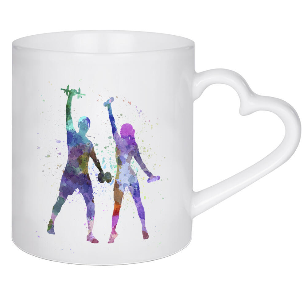 Herztasse "Woman exercising with man coach" artboxONE - Sport