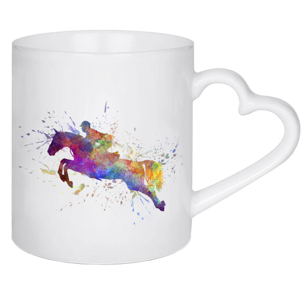 Herztasse "Horse show in watercolor-f" artboxONE - Tiere,Sport