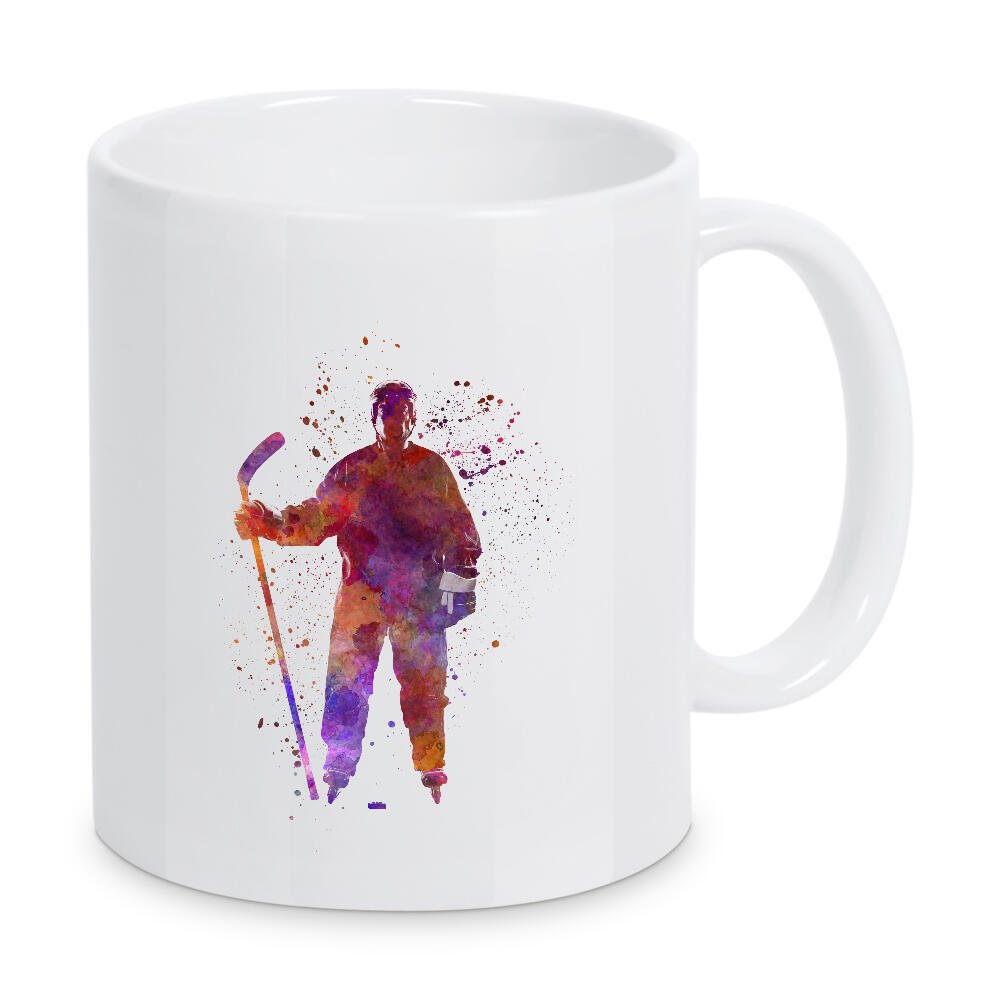 Tasse "Hockey man player in watercolor" artboxONE - Sport - Sport,Sports,Color,Illustration,Hockey,Ice hockey,Stick,Watercolor,Championship,Winner