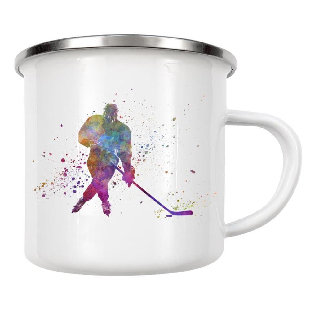 Emaille Tasse "Hockey man player in watercolor-c" artboxONE - Sport