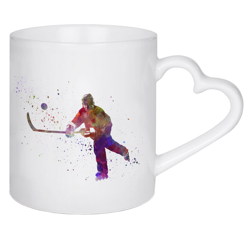 Herztasse "Hockey man player in watercolor-d" artboxONE - Sport