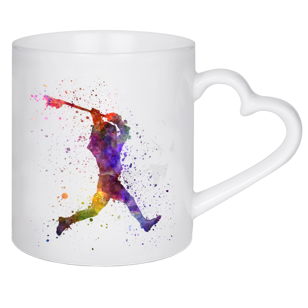 Herztasse "Lacrosse Man Player" artboxONE - Sport - Sport,Sports,Color,Illustration,Watercolor,Competition,Lacrosse,Sticks,Ball,Bunt,Colorful