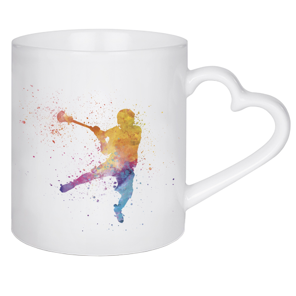 Herztasse "Lacrosse Man Player-b" artboxONE - Sport - Sport,Sports,Color,Illustration,Watercolor,Competition,Lacrosse,Sticks,Ball,Bunt,Colorful