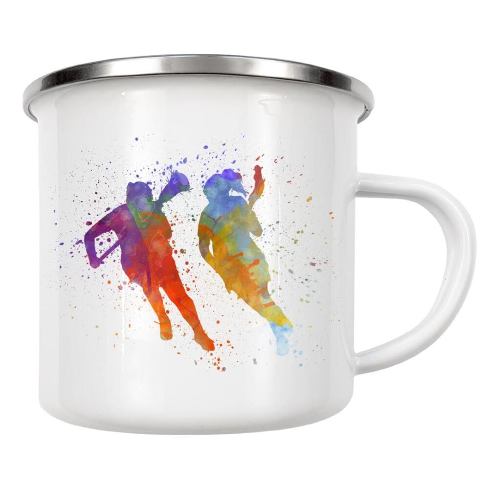 Emaille Tasse "Lacrosse Women Players" artboxONE - Sport - Sport,Sports,Color,Illustration,Watercolor,Competition,Lacrosse,Sticks,Ball