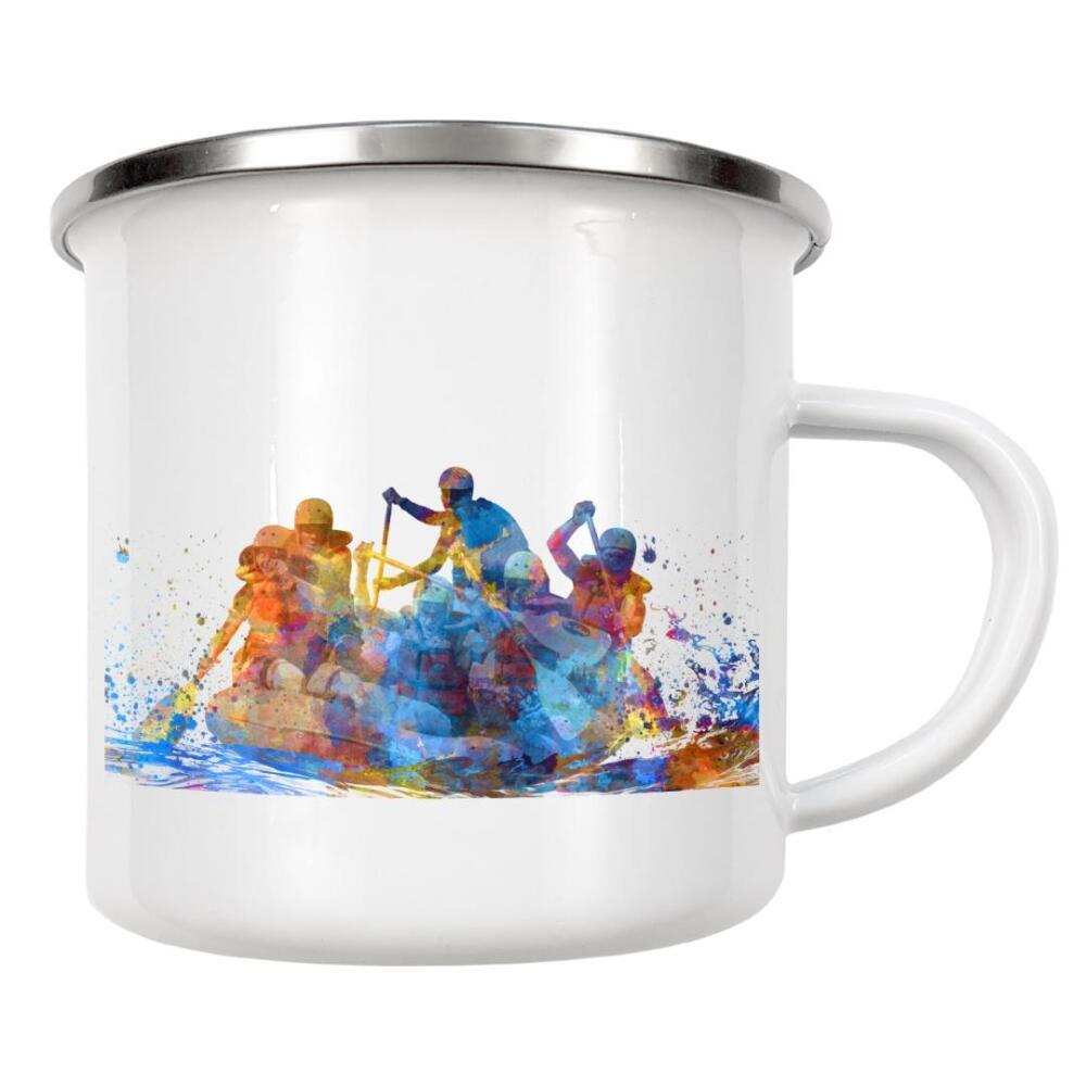 Emaille Tasse "Rafting in watercolor" artboxONE - Sport