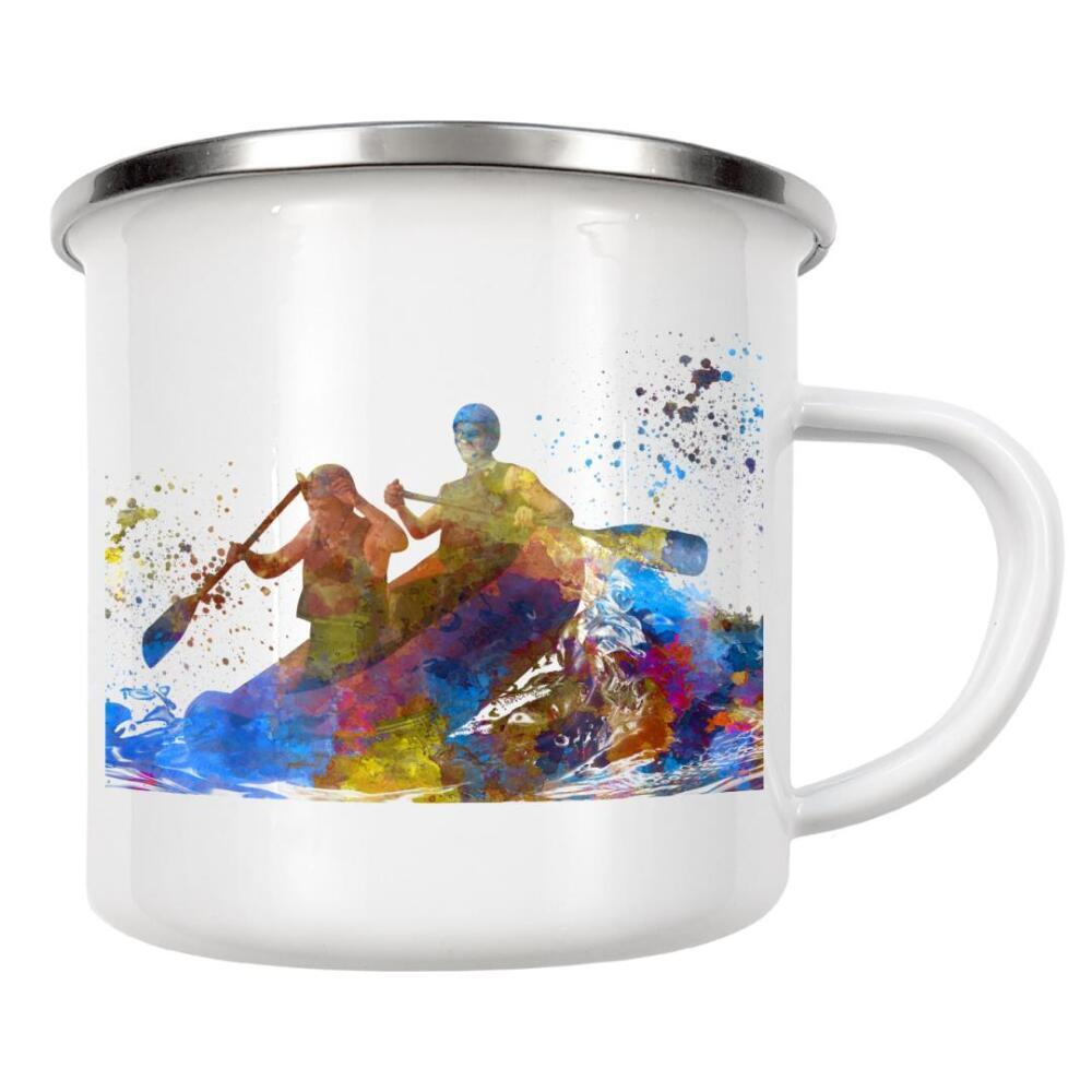 Emaille Tasse "Rafting in watercolor-c" artboxONE - Sport
