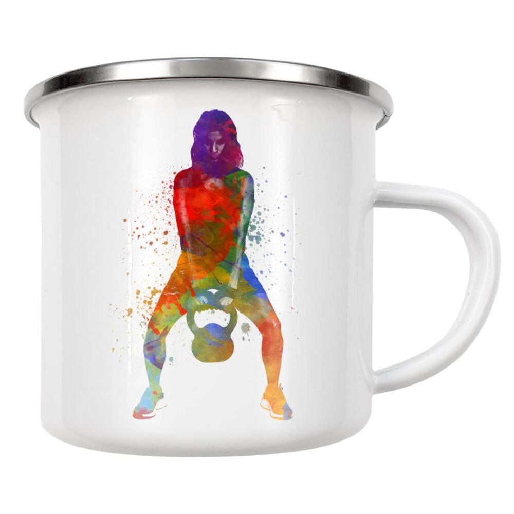 Emaille Tasse "Kettlebell lifter" artboxONE - Sport