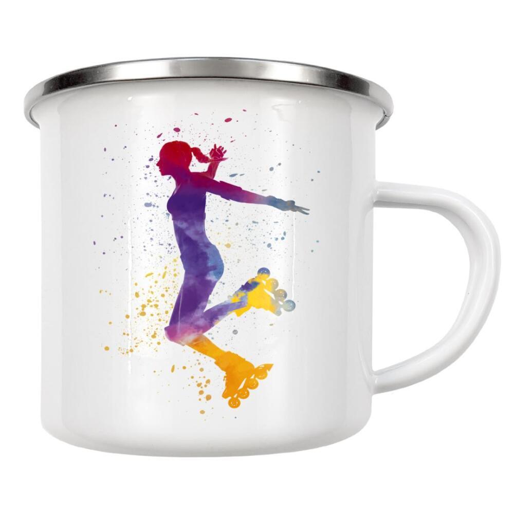 Emaille Tasse "Woman in roller skates-b" artboxONE - Sport