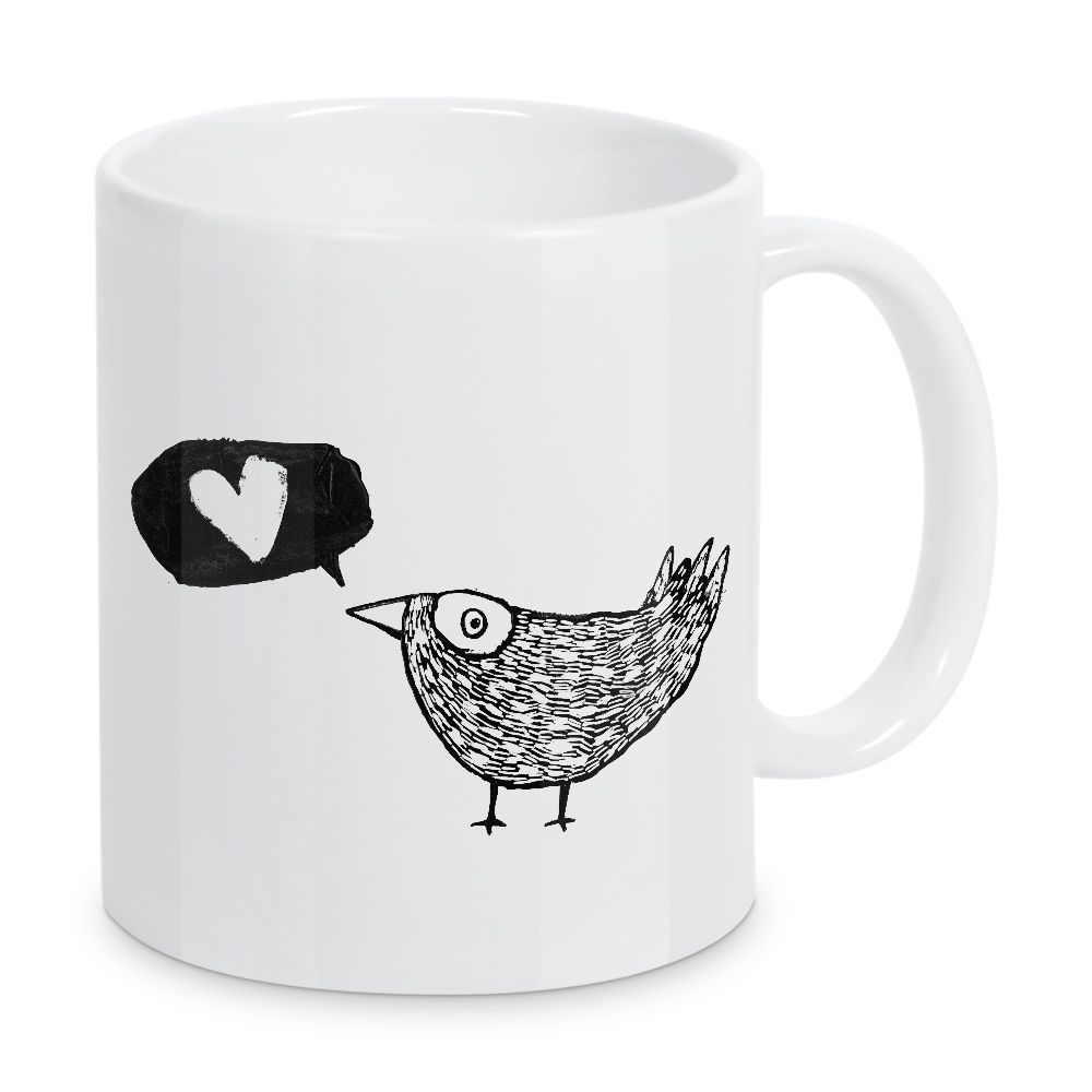 Tasse "Lea Schulze - Liebesgezwitscher" artboxONE - Tiere,Comic,Schwarzweiß,Liebe,Für Mama
