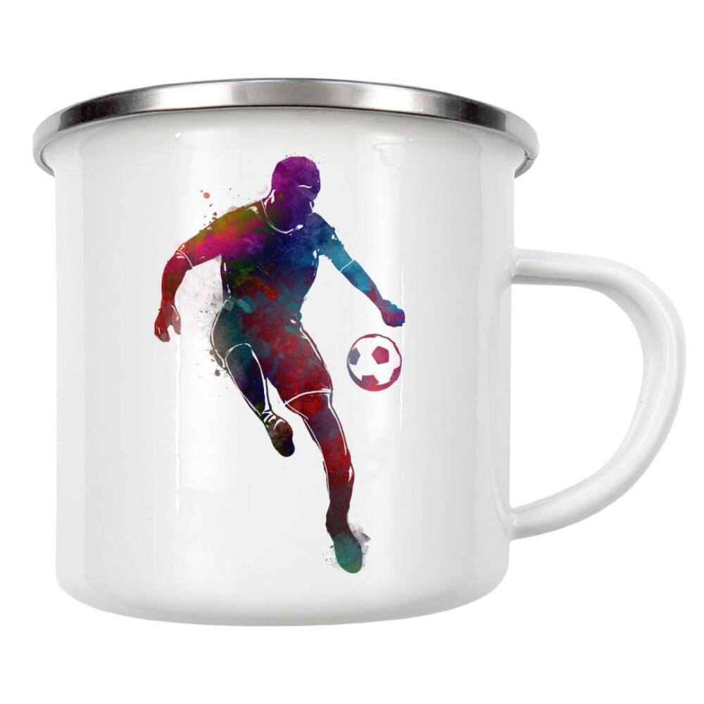 Emaille Tasse "Football player" artboxONE - Sport,Sport / Fußball - Football,Football player,Soccer,Goal,Match,Player,Sport,Active,Sports,Team