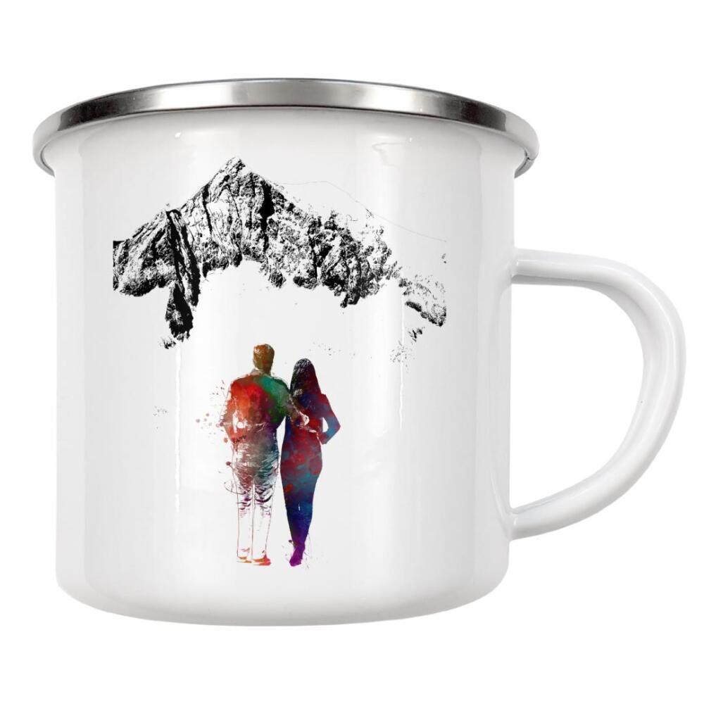 Emaille Tasse "Mountain hiking" artboxONE - Menschen,Sport,Sport / Motivation - Mountain hiking,Mountain,Hiking,Sport,Sports,Couple,Love,Partnership