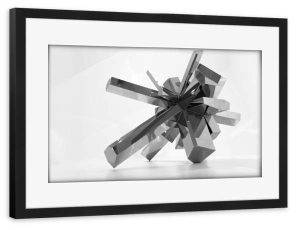 Poster mit Rahmen schwarz "Steel Explosion" artboxONE - Abstrakt - Stahl,Skulptur,Einfarbig,Monochrome fotografie,Monochrom