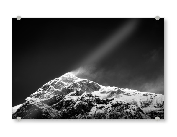 Acrylglasbild "Schneespiel" artboxONE - Natur,Schwarzweiß - Monochrome fotografie,Berg,Naturaufnahme,Schnee,Gebirge,Landschaft,Wohnzimmer