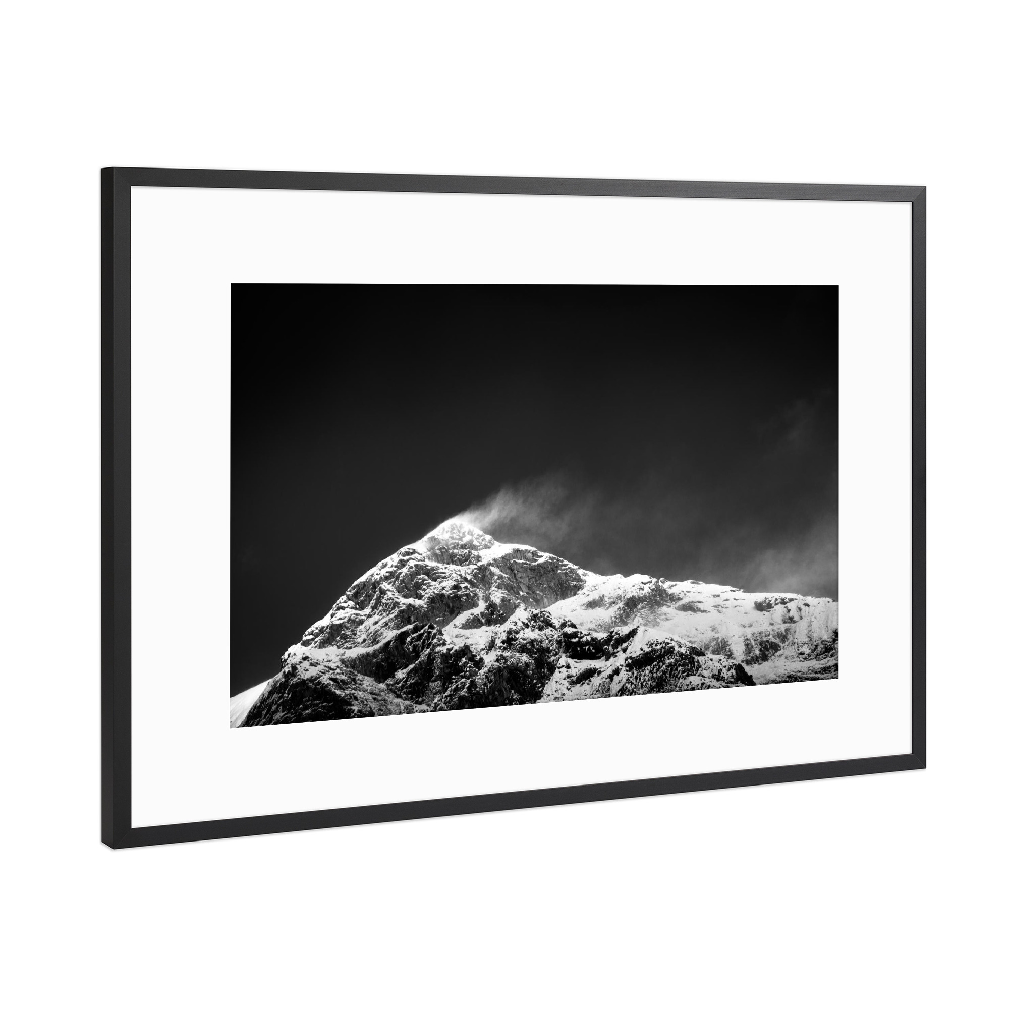 Poster mit Rahmen Schwarz (Metallic) "Schneespiel" artboxONE - Natur,Schwarzweiß