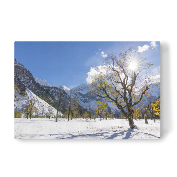 Leinwandbild "Lichtspiel" artboxONE - Natur - Landschaft,Wiese,Schnee,Berge,Gebirge,Gebirgszug