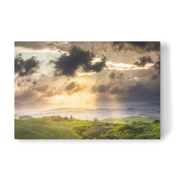 Leinwandbild "Lichtschauspiel" artboxONE - Natur - Frankreich,Südfrankreich,Himmel,Dörf,Sonnenstrahlen,Sonnen