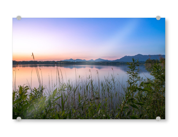 Acrylglasbild "Purple dawn" artboxONE - Natur - Natur,See,Berge,Ruhe,Stille