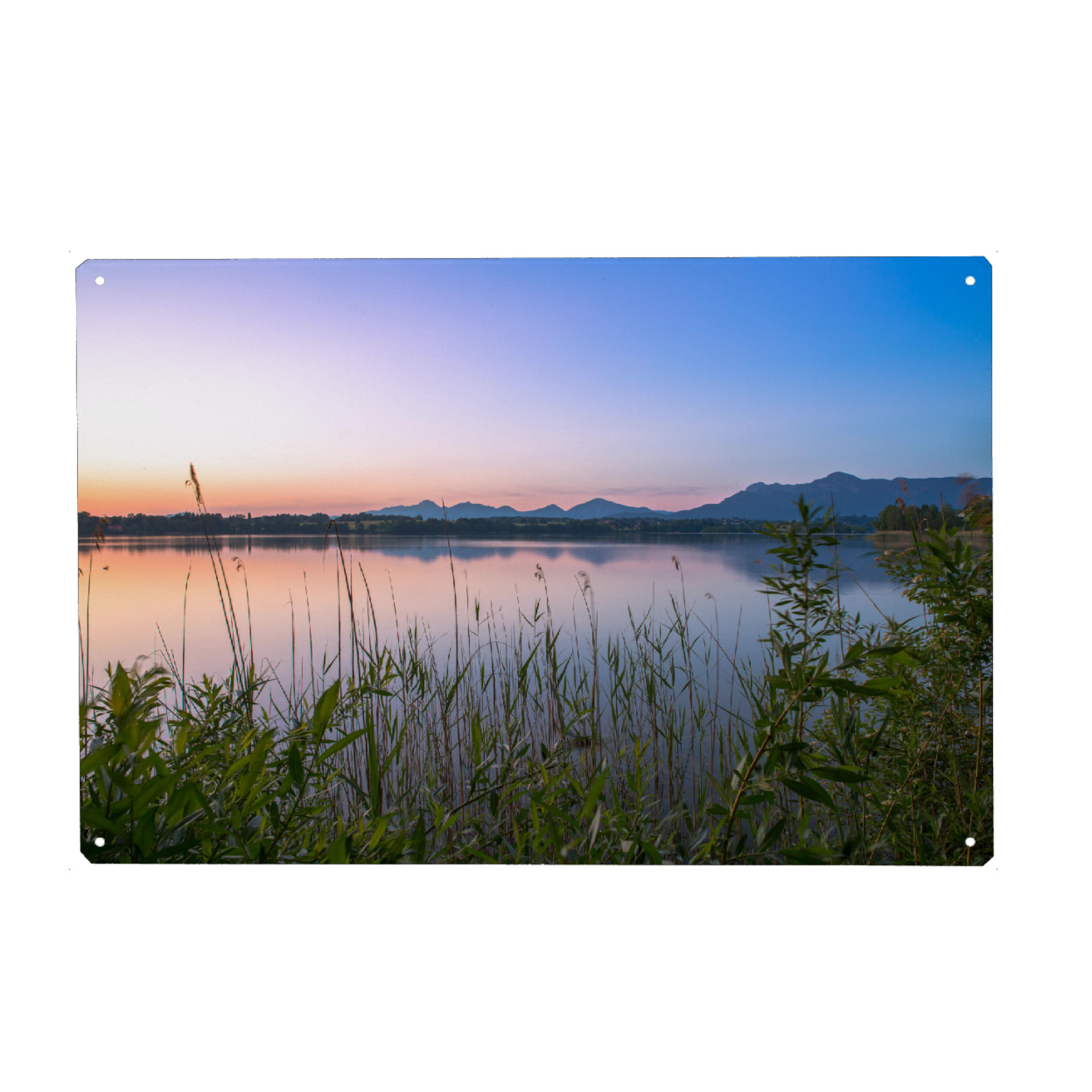 Metall Poster "Purple dawn" artboxONE - Natur - Natur,See,Berge,Ruhe,Stille - Blechschild
