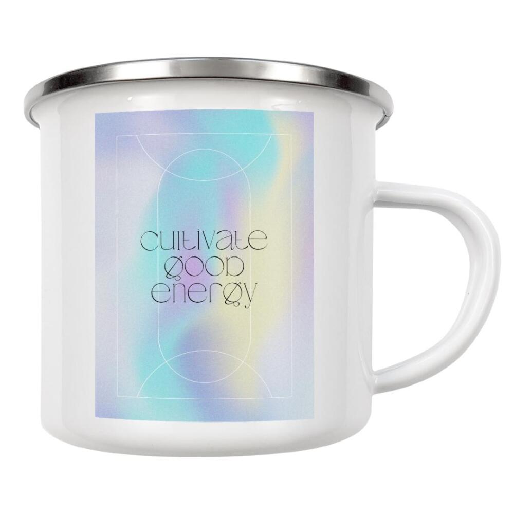 Emaille Tasse "Cultivate Good Energy" artboxONE - Typografie,Abstrakt,Liebe