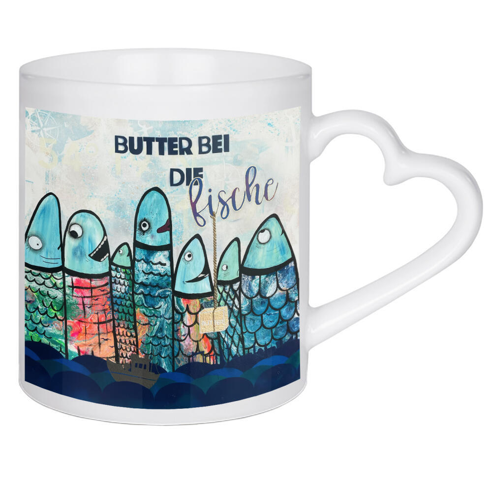 Herztasse "Butter bei die Fische" artboxONE - Tiere,Unterwasser,Streetart
