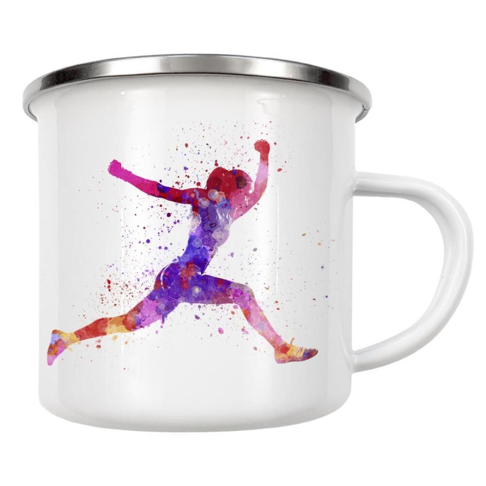 Emaille Tasse "Woman runner jogger running-h" artboxONE - Sport