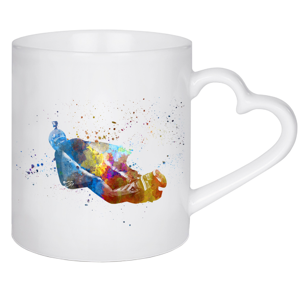Herztasse "Wingsuit wings in watercolor" artboxONE - Sport - Athlete,Color,Sport,Sports,Multicolor,Watercolor,Wingsuit,Jump,Base jump