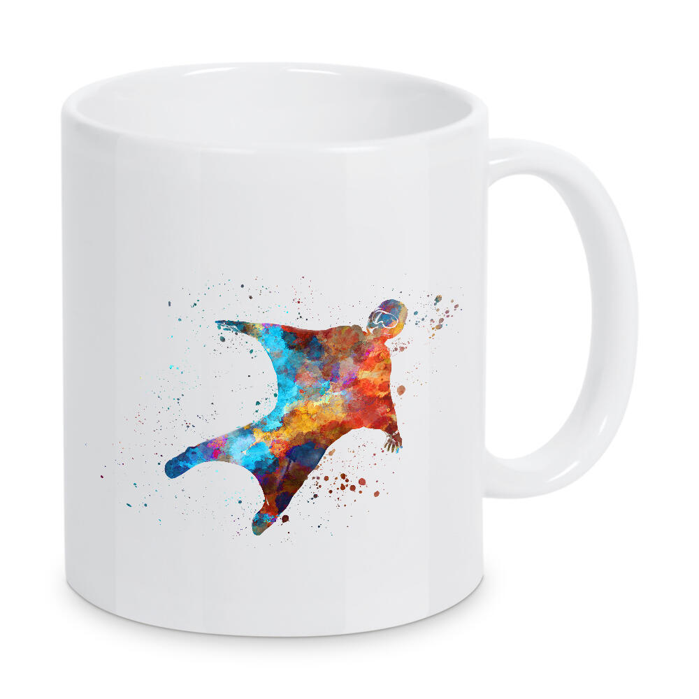 Tasse "Wingsuit wings in watercolor-b" artboxONE - Sport - Athlete,Color,Sport,Sports,Illustration,Multicolor,Watercolor,Wingsuit,Jump,Base jump