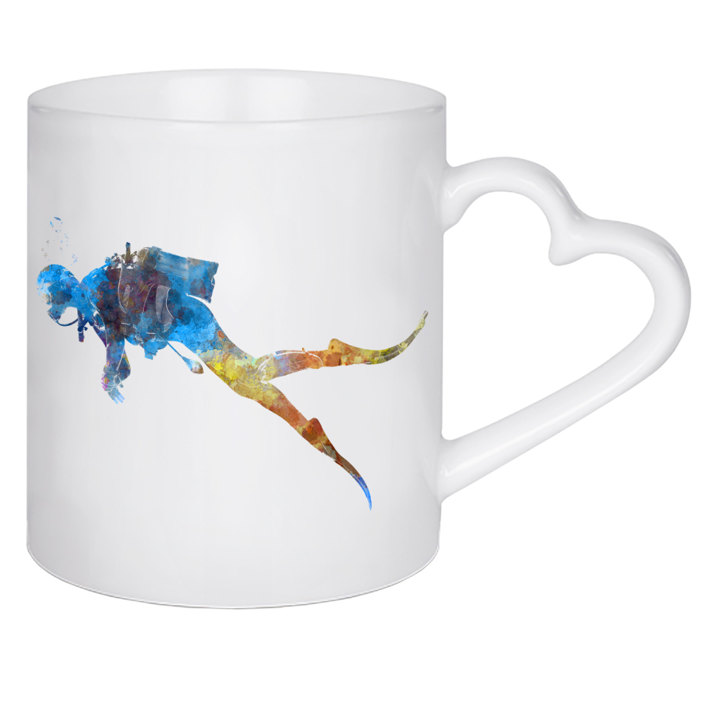 Herztasse "Man scuba diver in watercolor" artboxONE - Sport
