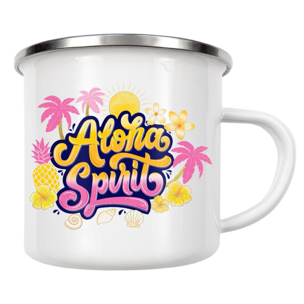 Emaille Tasse "Aloha Spirit" artboxONE - Typografie,Natur,Floral