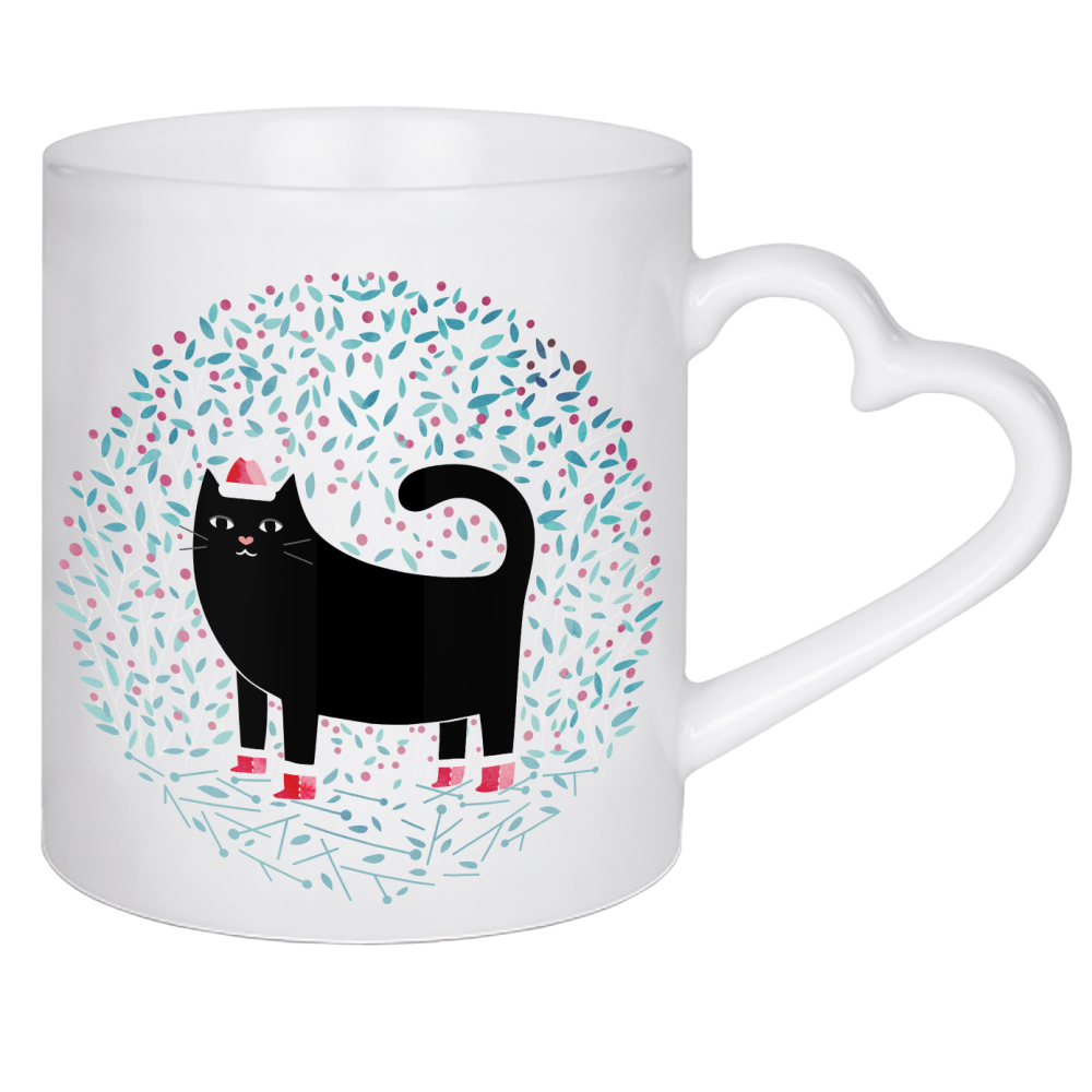 Herztasse "Meowy Christmas" artboxONE - Tiere,Comic,Weihnachten