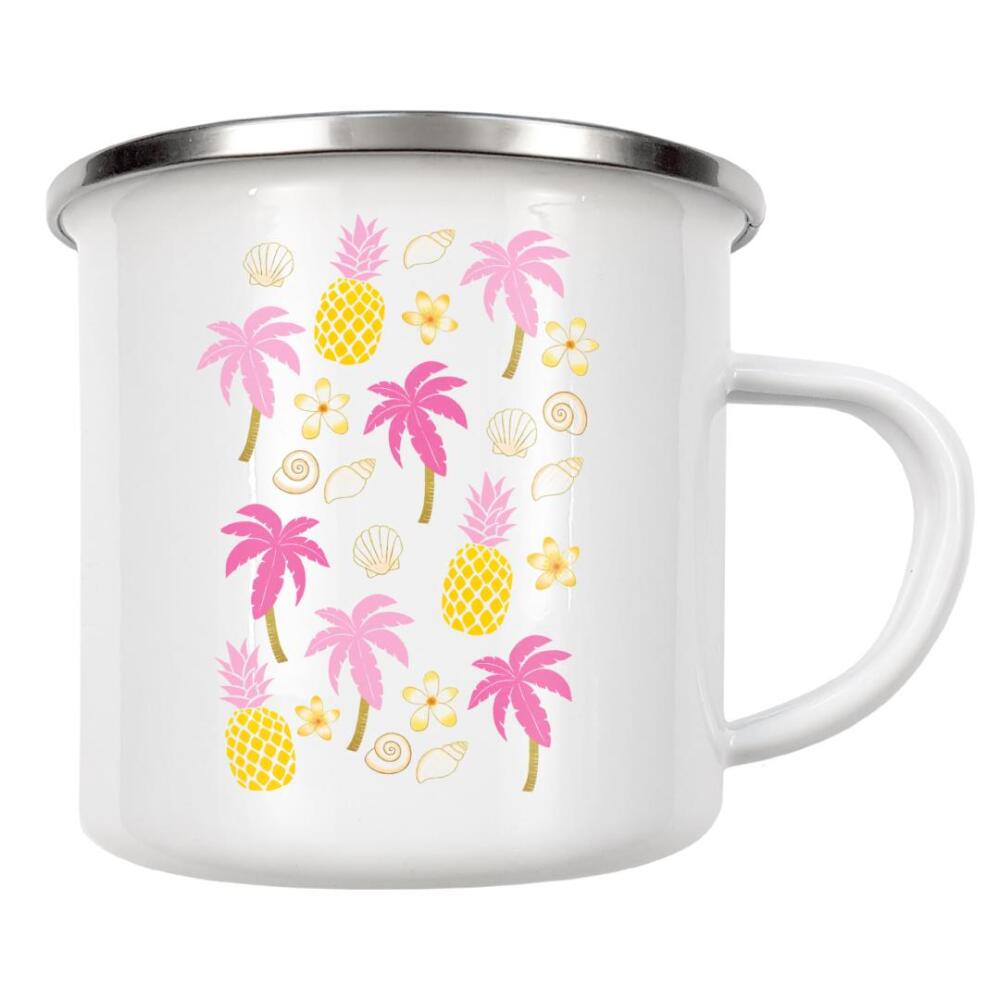 Emaille Tasse "Sommertraum am Palmenstrand" artboxONE - Floral,Essen & Trinken / Obst & Gemüse,Lustig