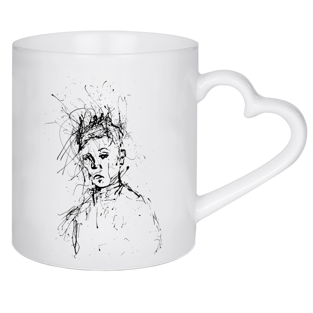 Herztasse "Strichmännchen" artboxONE - Menschen,Schwarzweiß - Zeichnung,Illustration,Kunst