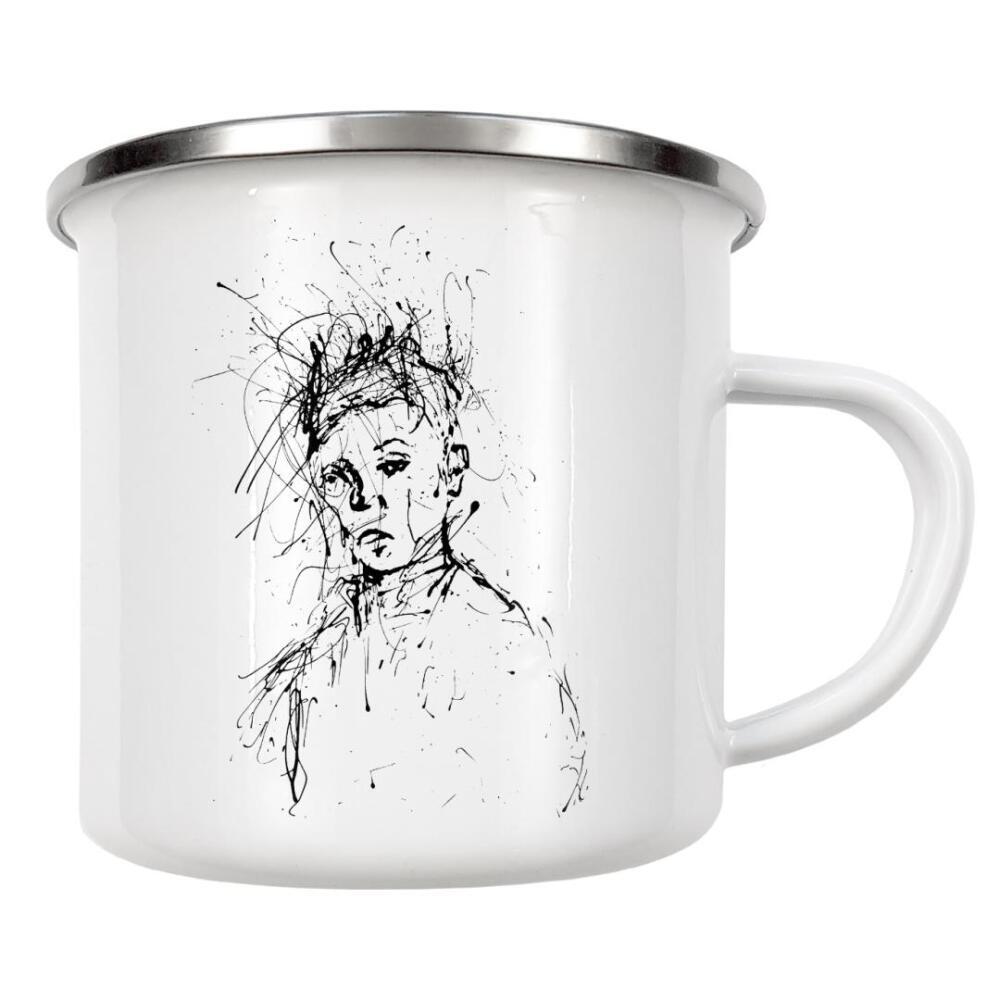 Emaille Tasse "Strichmännchen" artboxONE - Menschen,Schwarzweiß - Zeichnung,Illustration,Kunst