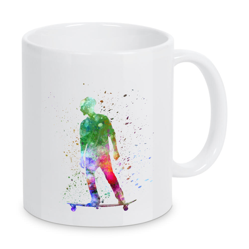 Tasse "Man skateboard in watercolor-h" artboxONE - Sport - Skate,Skateboard,Sport,Sports,Color,Illustration,Decorative,Young,Jump,Competition