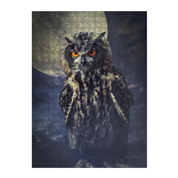 Puzzle Ravensburger "Eule im Mondschein" artboxONE - Tiere - Mond,Uhu,Vogel,Waldtiere,Eule,Mondschein,Mystisch,Tierportrait,Vogelportrait,Großer vogel