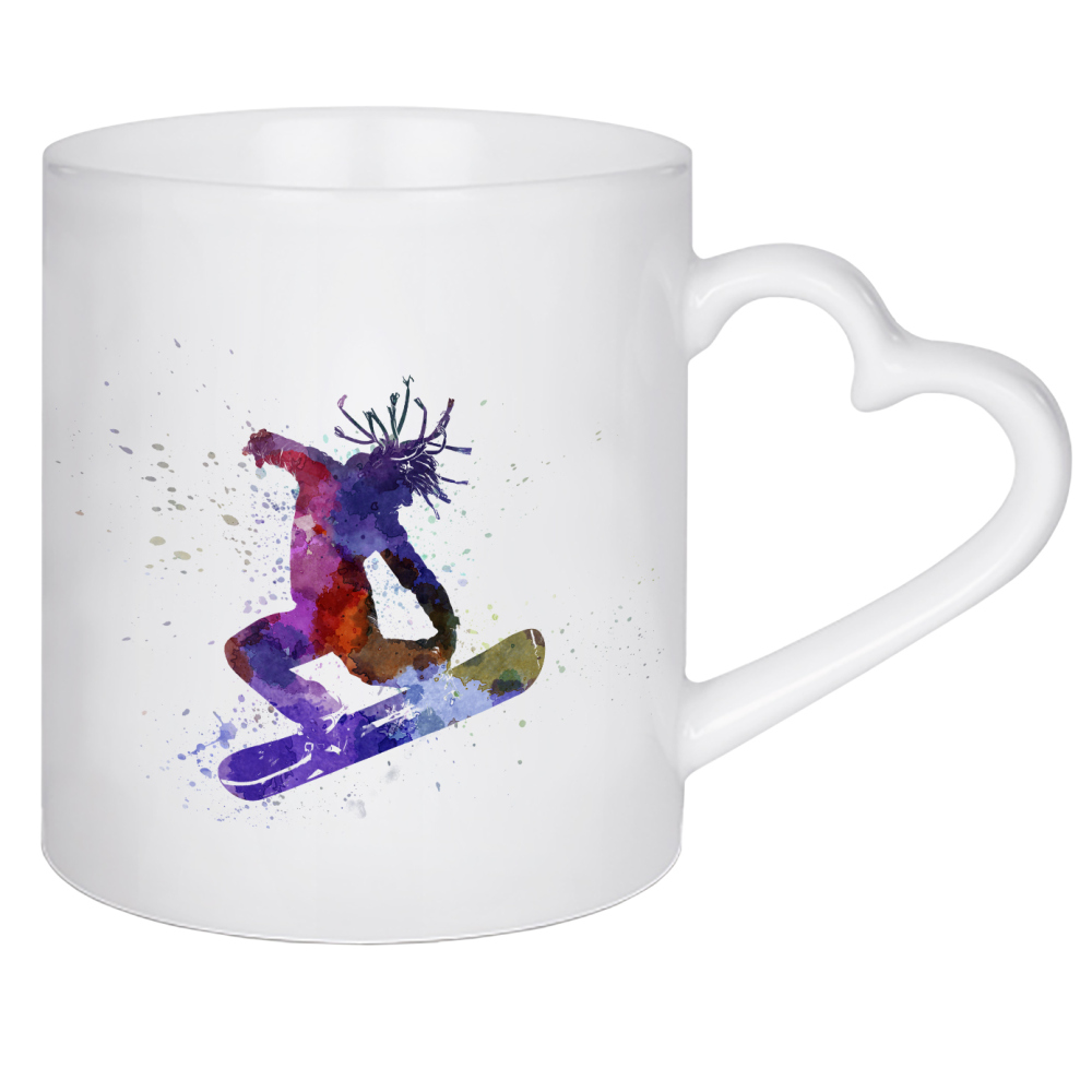 Herztasse "Young snowboarder" artboxONE - Sport - Deporte,Deportes,Color,Ilustracion,Acuarela,Competicion,Competitivo,Esqui,Joven,Snowboarder