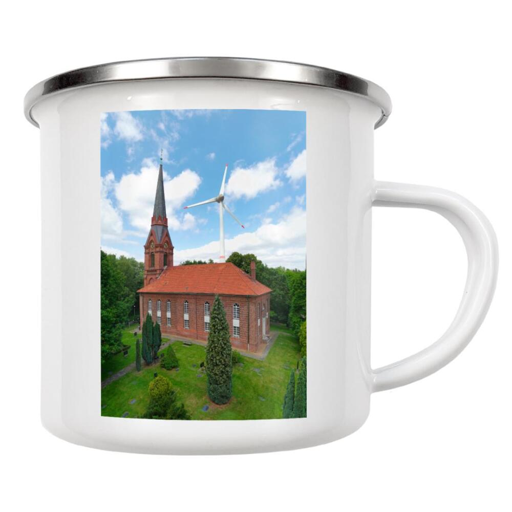 Emaille Tasse "HH-Altenwerder,St.Gertrud hochform" artboxONE - Städte,Städte / Hamburg,Reise,Architektur,Reise / Strand und Meer