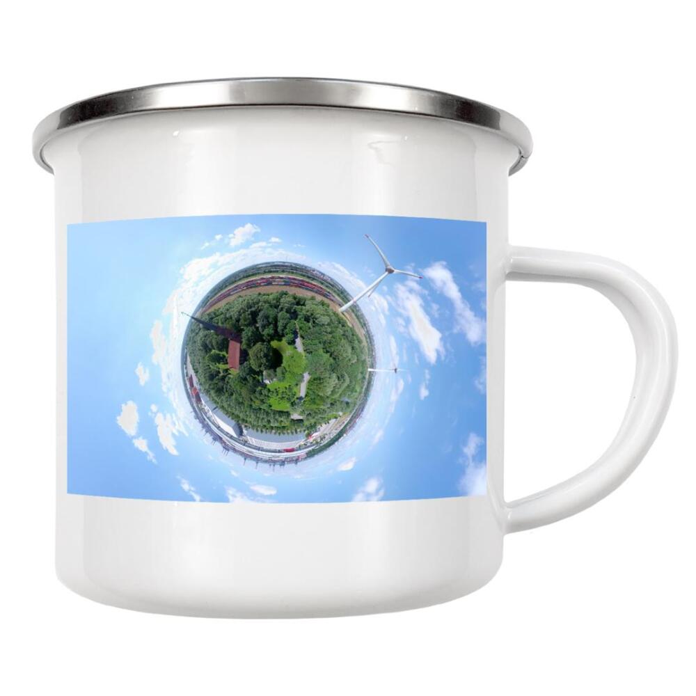 Emaille Tasse "HH-Altenwerder, St.Gertrud, N quer" artboxONE - Städte,Städte / Hamburg,Reise,Architektur,Reise / Länder