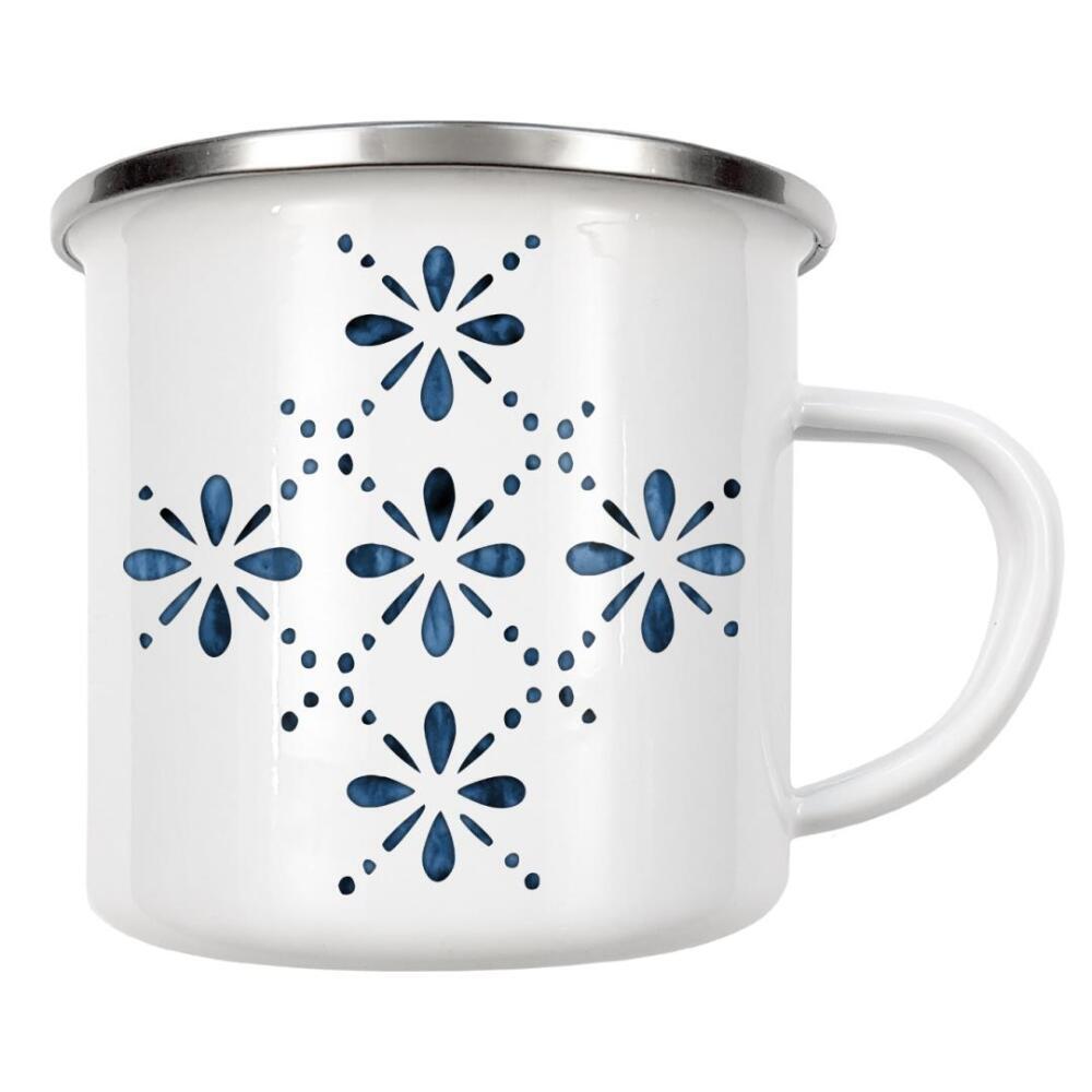 Emaille Tasse "Indigo Pattern II" artboxONE - Abstrakt - Indigo,Muster,Süß,Schön