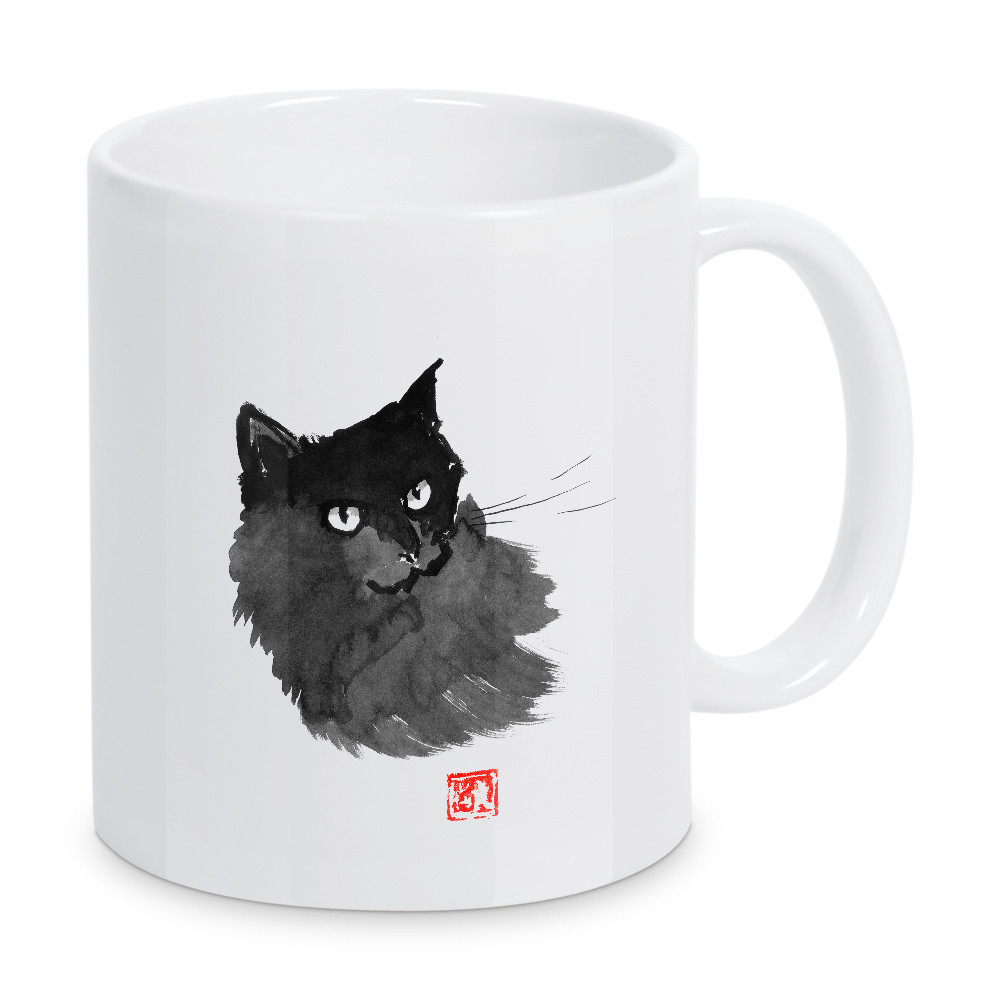 Tasse "Cool black cat" artboxONE - Tiere,Schwarzweiß - Cat,Neko,Sumie,Japan,Schwarzweiß,Blackandwhite,Katze,Tier,Animal