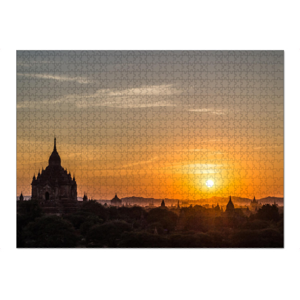 Puzzle Ravensburger "Tempelanlage" artboxONE - Reise - Sonnenaufang,Sonnenuntergang,Myanmar,Bagan,Historische königsstadt,Sakralgebäuden,Ziegelstein