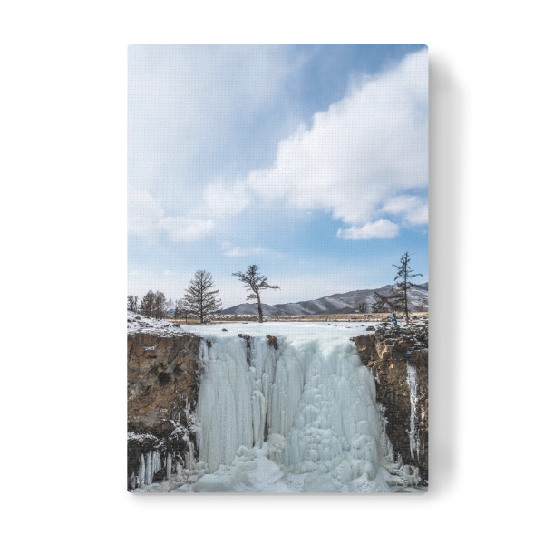 Leinwandbild "Frozen Falls" artboxONE - Natur - Gefrorener wasserfall,Bäume,Klippen