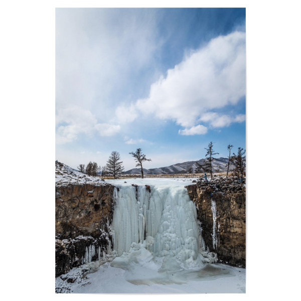 Poster 30x20 cm "Frozen Falls" artboxONE - Natur - Gefrorener wasserfall,Bäume,Klippen