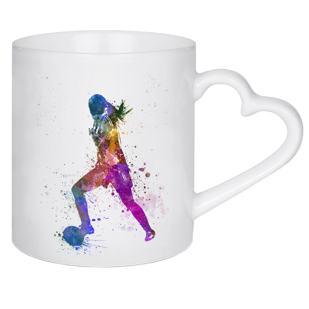 Herztasse "Soccer player in watercolor" artboxONE - Sport / Fußball - Sport,Sports,Color,Illustration,Watercolor,Stadium,Soccer,Footballer,Woman,Goal