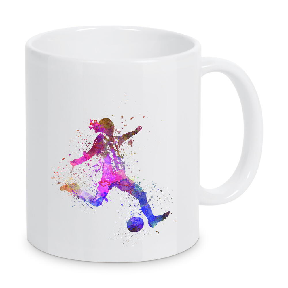 Tasse "Soccer player in watercolor-c" artboxONE - Sport / Fußball - Sport,Sports,Color,Illustration,Watercolor,Stadium,Soccer,Footballer,Woman,Goal