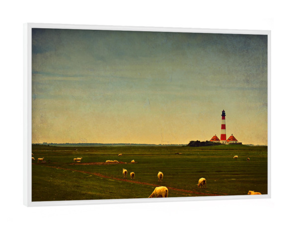 Poster mit weißem Rahmen "Leuchtturm Westerhever" artboxONE - Reise