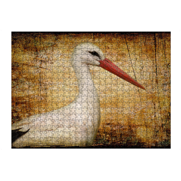 Puzzle Ravensburger "Klapperstorch" artboxONE - Tiere - Vogel,Storchenmama,Kinderzimmer,Vogelportrait,Tierportrait,Klapperstorch,Vintage,Fotokunst