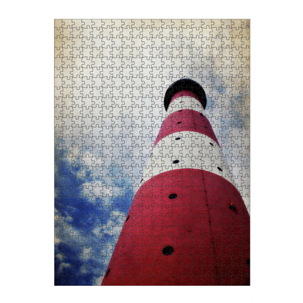 artboxONE Puzzle "Leuchturm Amrum" artboxONE - Reise,Architektur - Rotweiss gestreift,Himmel,Ostfriesland,Frisisch herb,Friesland,Froschperspektive