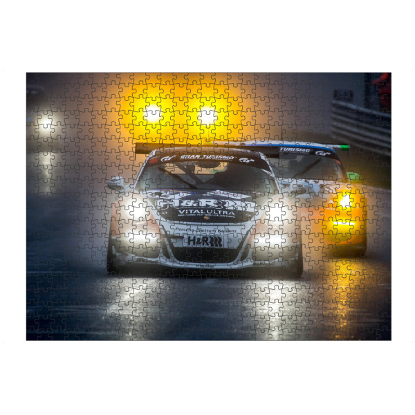 artboxONE Puzzle "In die Nacht" artboxONE - Sport / Motorsport - Orange,Sonnenuntergang,Rennstrecke,Highspeed,Racing,Auto,Tourenwagen,24h rennen