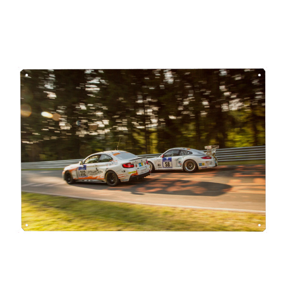 Metall Poster "Auf der Überholspur" artboxONE - Sport / Motorsport